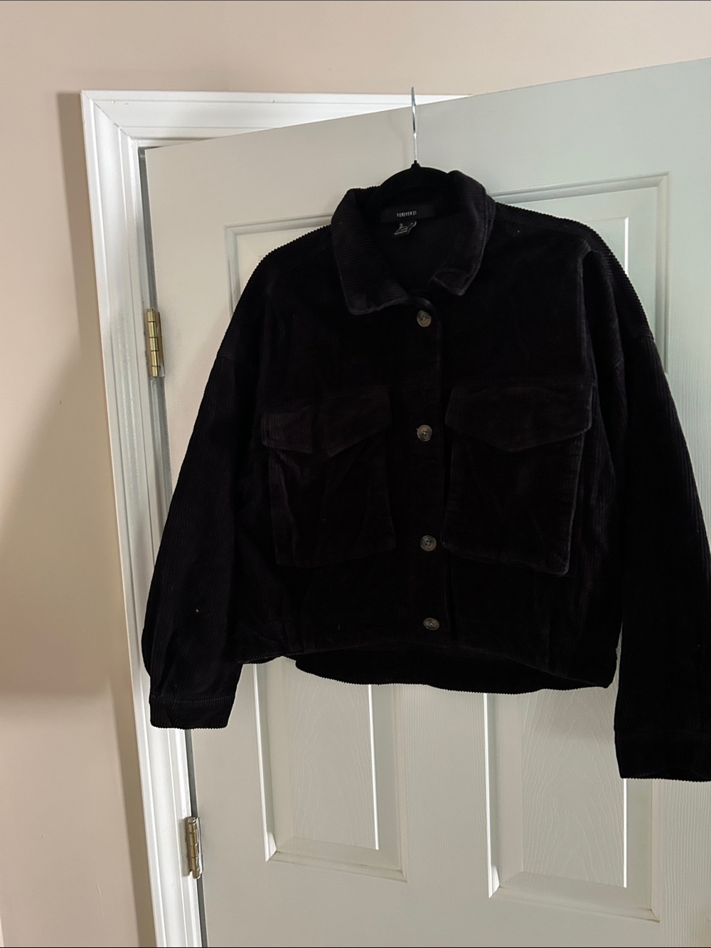 Forever 21 Corduroy Button-Up Bomber Jacket Front Pockets Med